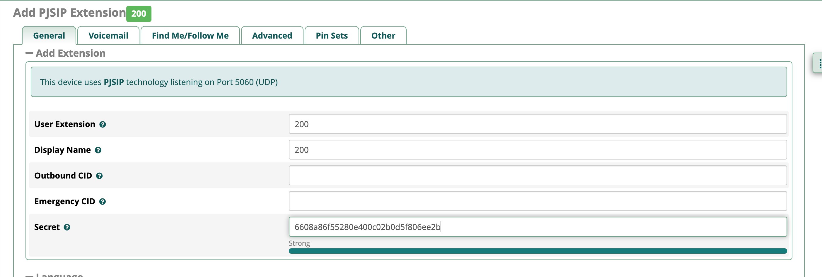 添加 sip extensions